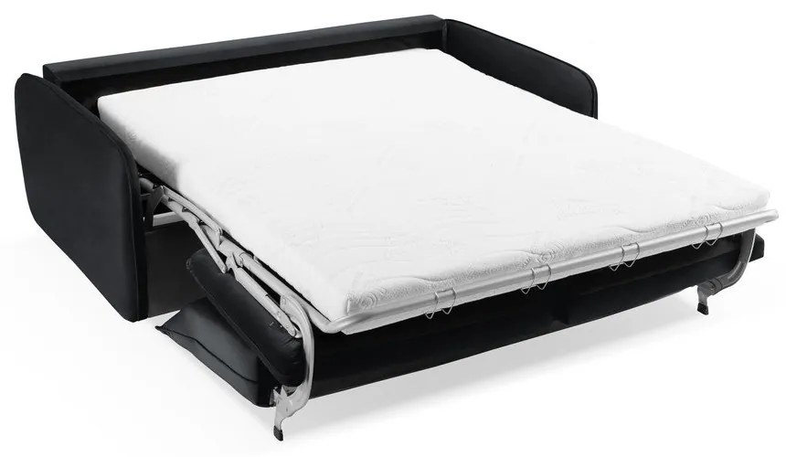 Fekete bársony kinyitható kanapé 194 cm Vienna – Cosmopolitan Design