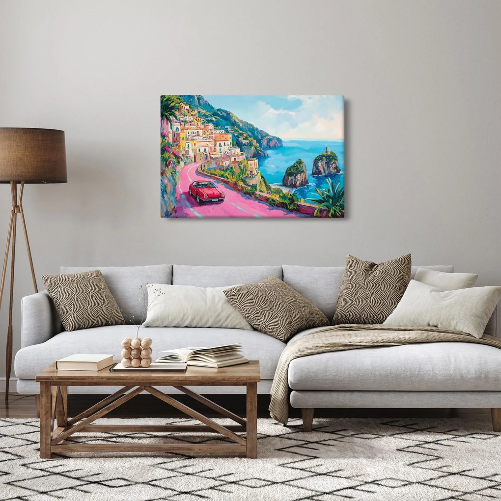 Kép - Rózsaszín part menti út (90x60 cm)
