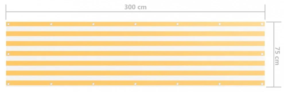 fehér-sárga oxford-szövet erkélyparaván 75 x 300 cm