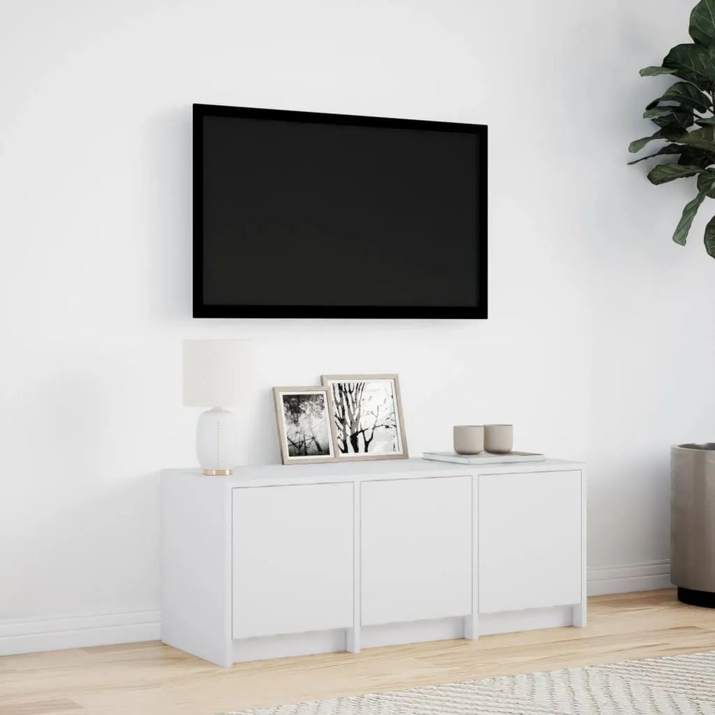 fehér szerelt fa TV-szekrény LED-ekkel 97 x 34 x 40 cm