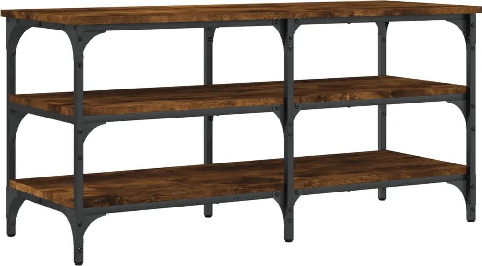 vidaXL füstös tölgy színű szerelt fa cipőtároló pad 100 x 38,5 x 49 cm