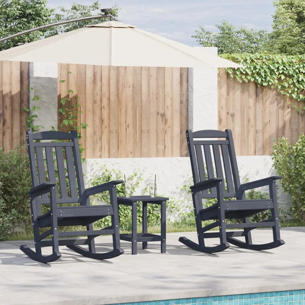 3 Darabos Kert Lounge Szett Tengerészkék HDPE