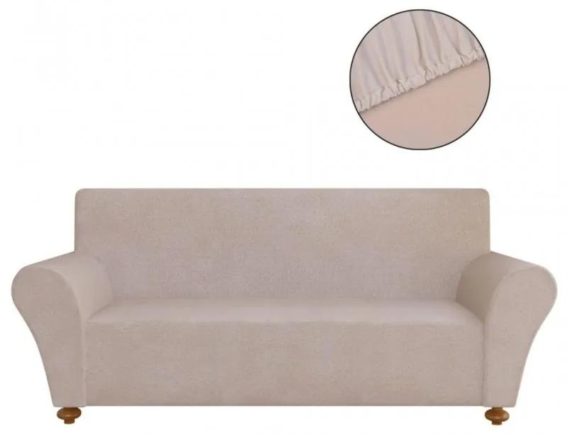 131090  Stretch Couch Slipcover Beige Polyester Jersey