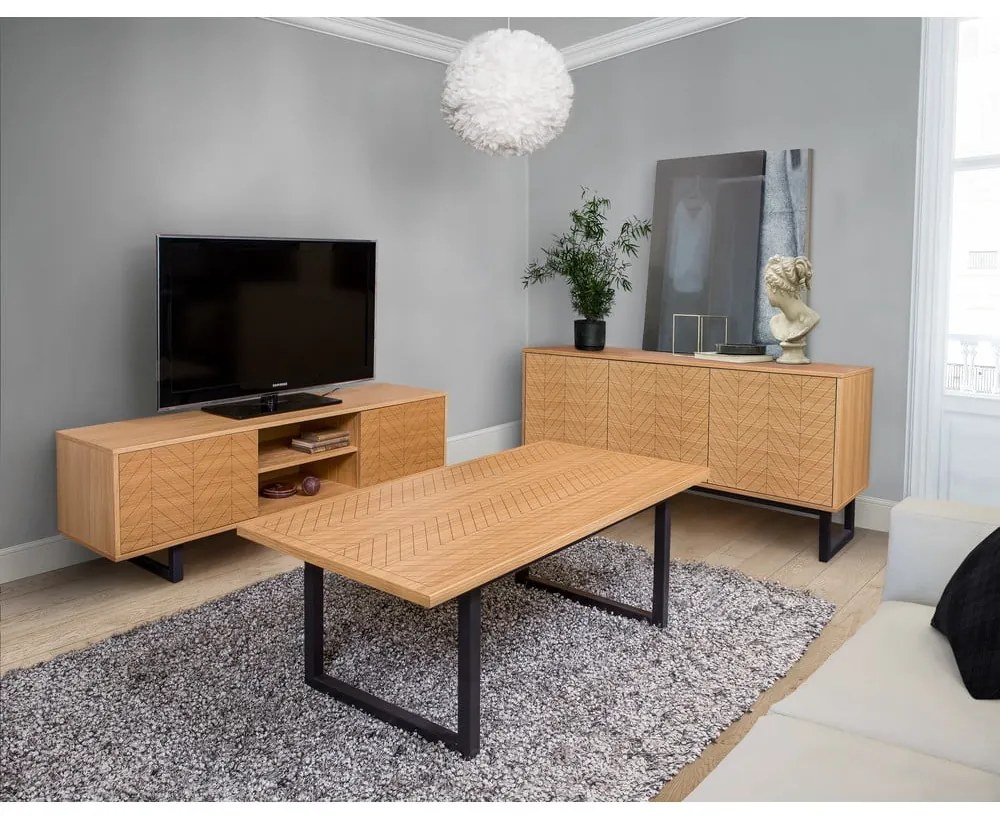 Camden Herringbone komód tölgy dekorral, 175 x 75 cm - Woodman