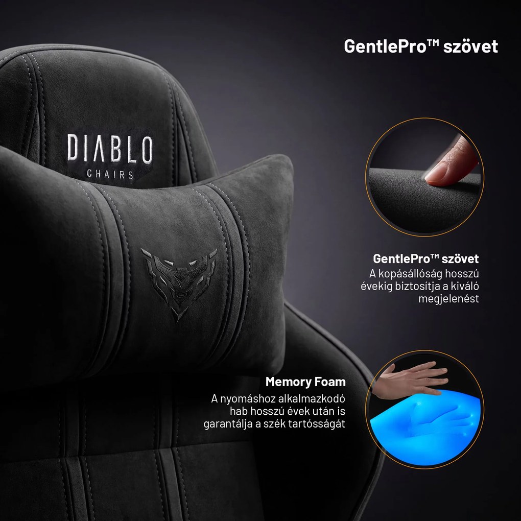 Gamer szék szövet fekete Small Size: Diablo X-One 2.0 Burned Black