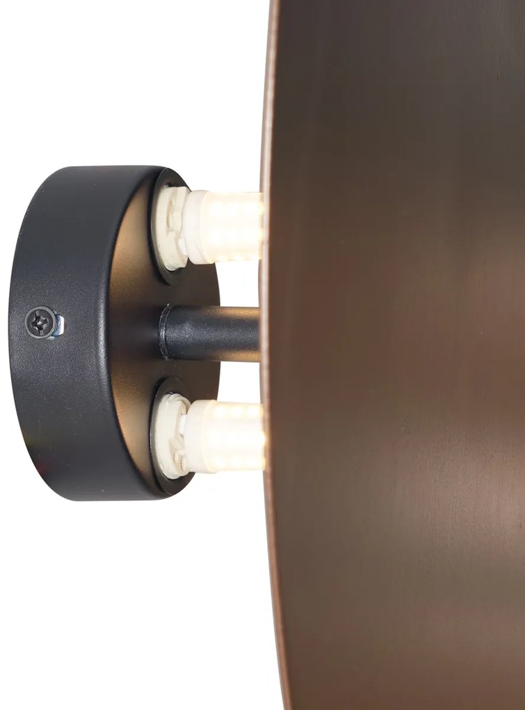 Design fali lámpa bronz organikus 32cm 2-lámpás - Pulley