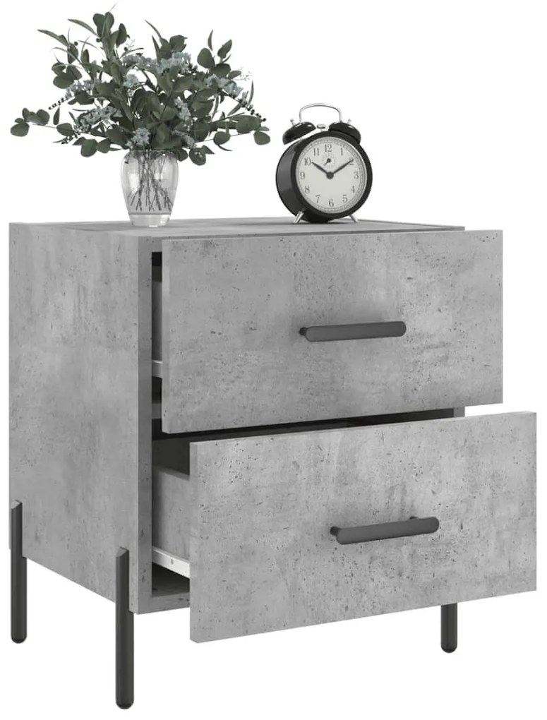 2 db betonszürke szerelt fa éjjeliszekrény 40 x 35 x 47,5 cm