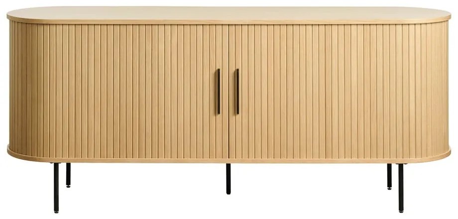 Natúr színű alacsony komód tolóajtóval, tölgyfa dekorral 76x180 cm Nola – Unique Furniture