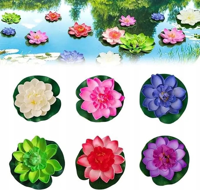 Vízi liliomok mű lótuszvirág lebegő 10 cm 6 db-os szett