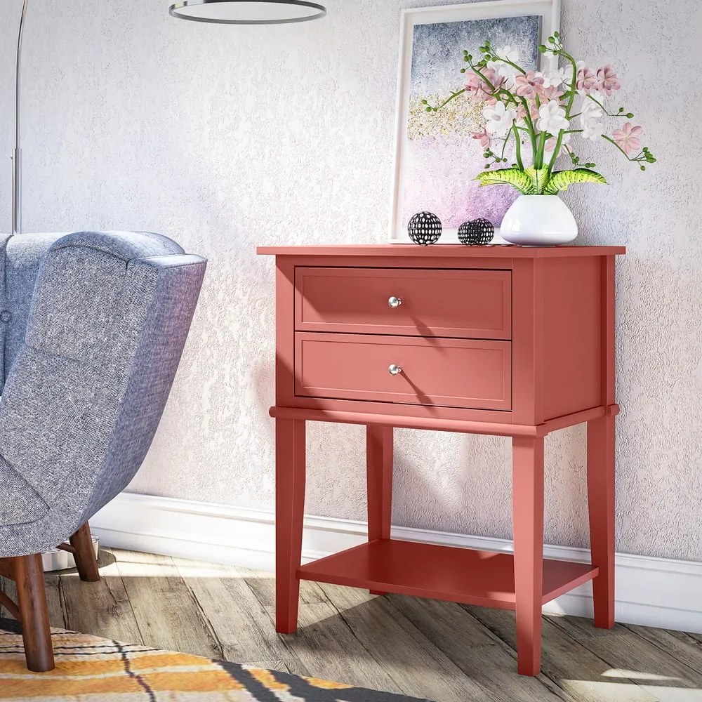 Téglavörös éjjeliszekrény Franklin – Støraa