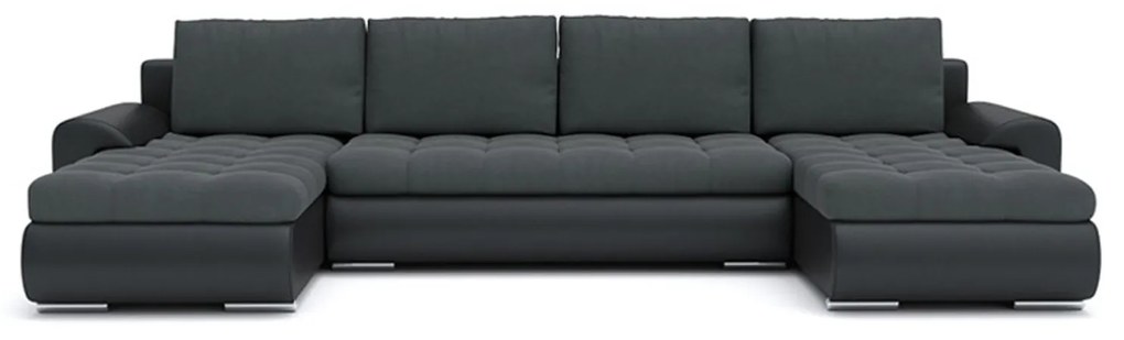 TOKIO III U alakú sarokkanapé Világosszürke / fekete ökobőr