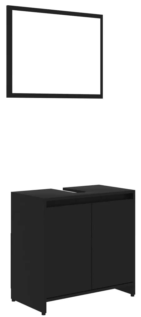 3 részes fekete forgácslap fürdőszobai bútorszett