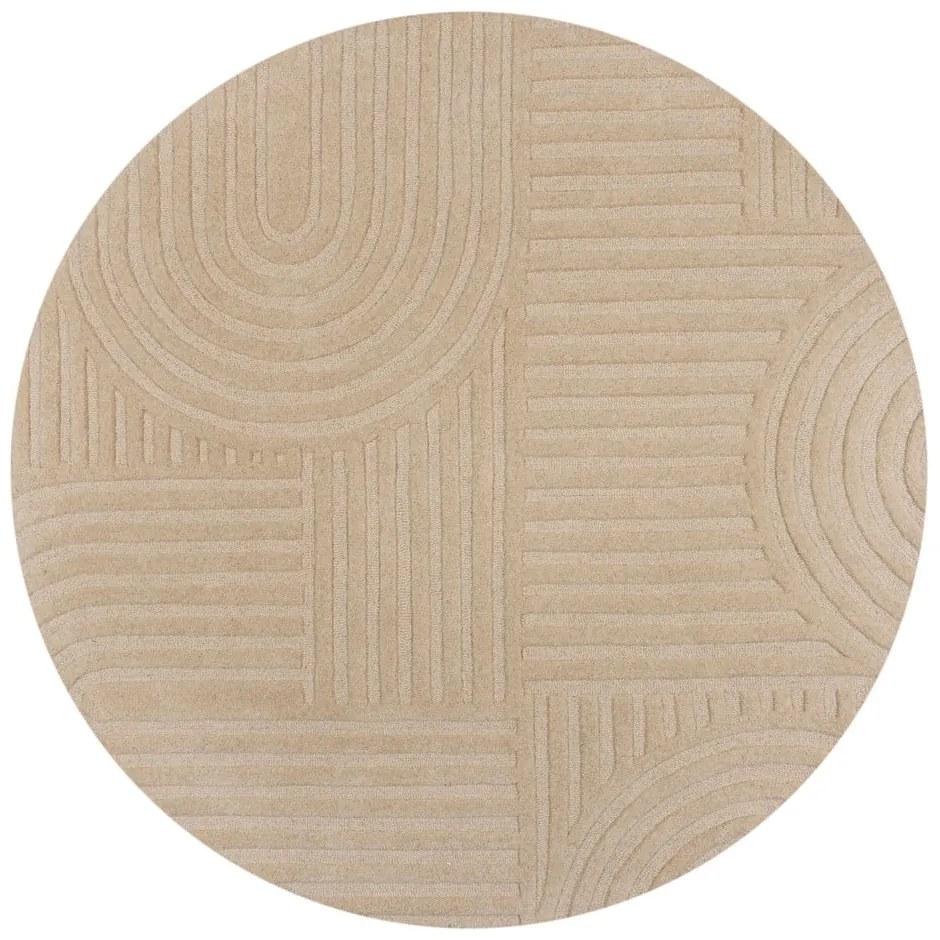 Bézs gyapjú kerek szőnyeg ø 160 cm Zen Garden - Flair Rugs