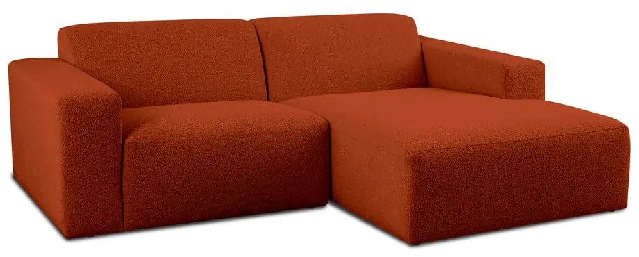 Téglavörös buklé sarokkanapé (jobb oldali) Roxy – Scandic