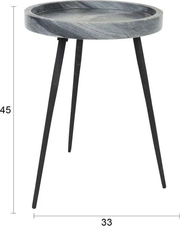 Kerek tárolóasztal márvány asztallappal ø 33 cm Karrara – White Label