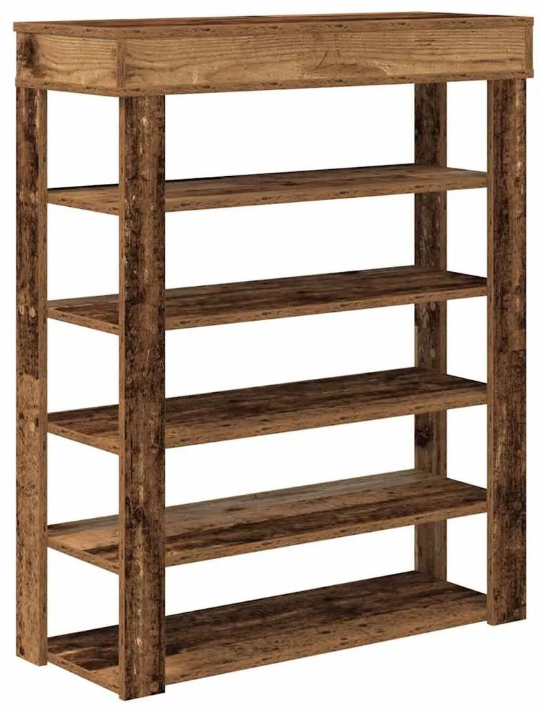 antik fa szerelt fa cipőtartó 80x30x98 cm