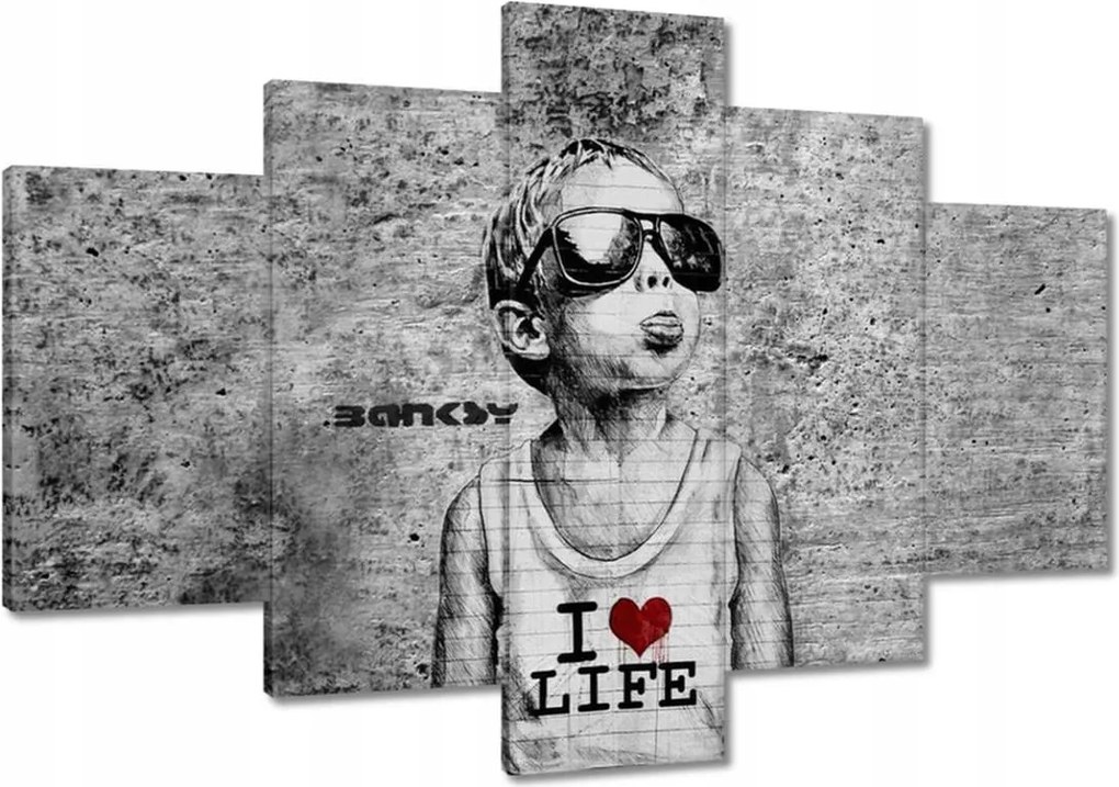 Festmények 120x80 I love life Banksy Spray