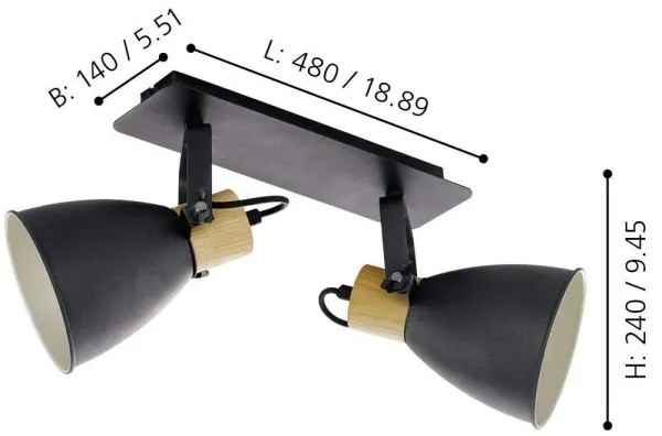 Eglo 901175 -Irányítható spotlámpa COSWARTH 2xE27/40W/230V