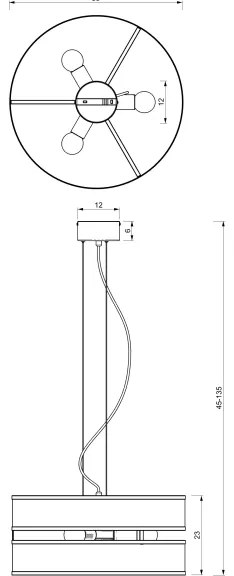 Csillár zsinóron LUM 3xE27/60W/230V fekete