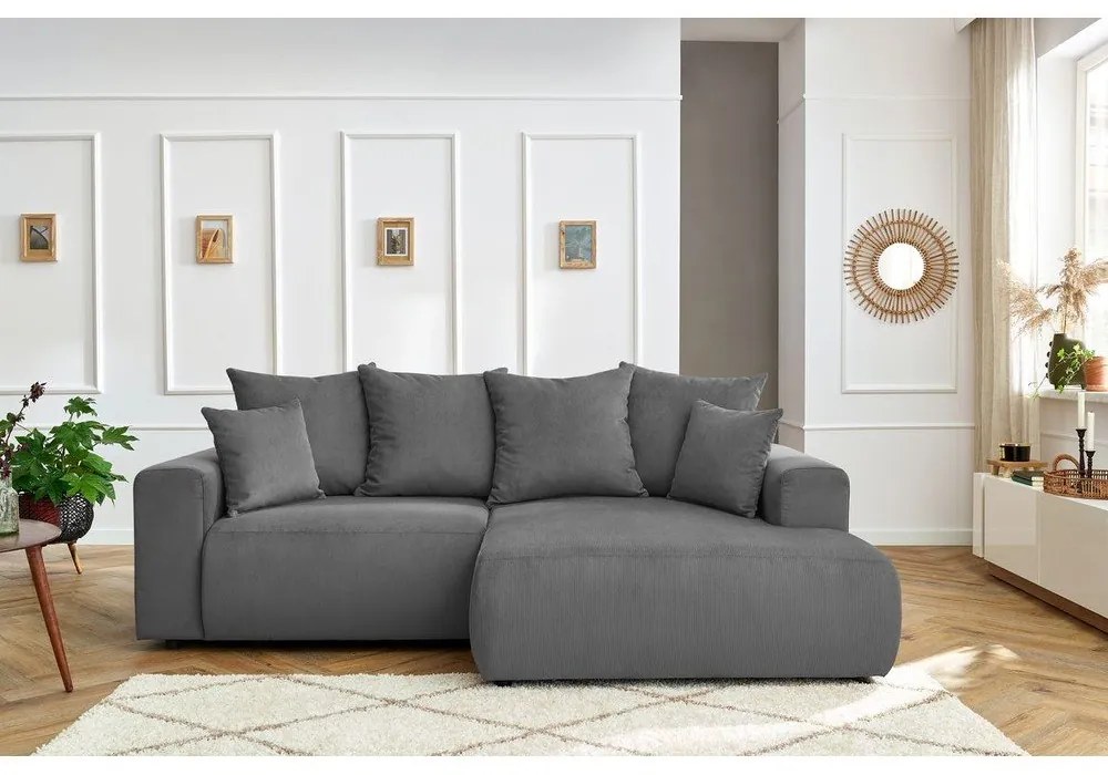 Szürke bársony sarokkanapé Enjoy – Bobochic Paris