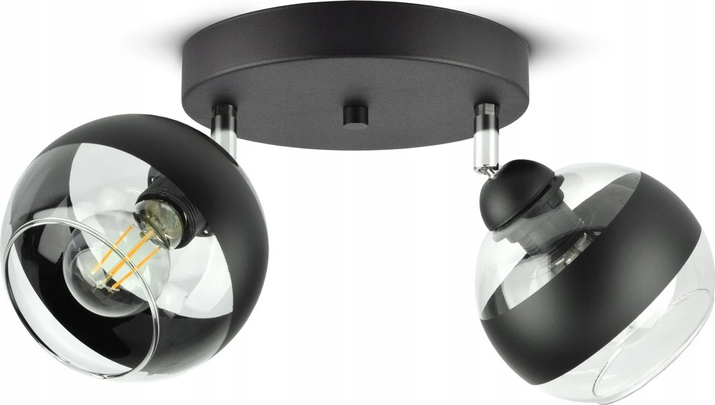 Mennyezeti Függő Lámpa Csillár Fekete Üveg Gömbök Black Belt EG2 Led E27