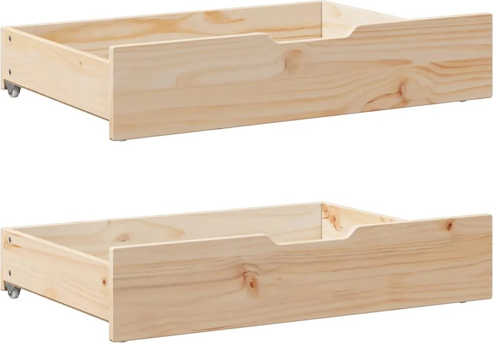 vidaXL 2 db tömör fenyőfa ágy alatti fiók kerékkel 85 x 55 x 17 cm