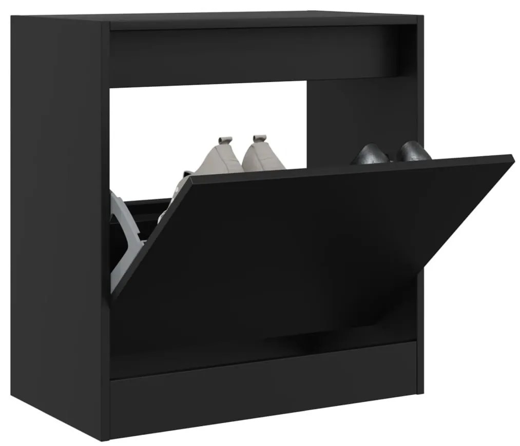 fekete szerelt fa cipőszekrény 60 x 34 x 63,5 cm