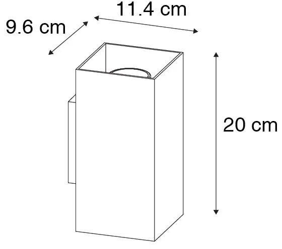 Design négyszögletes fali lámpa fekete aranyszínű belsővel - Sab