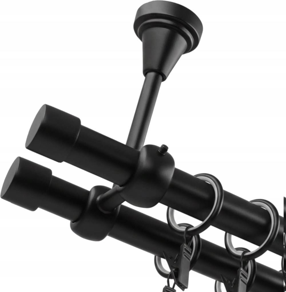 Mennyezeti Függönykarnis Fém dupla Függönykarnis 19 mm Luna Fekete matt 280 cm