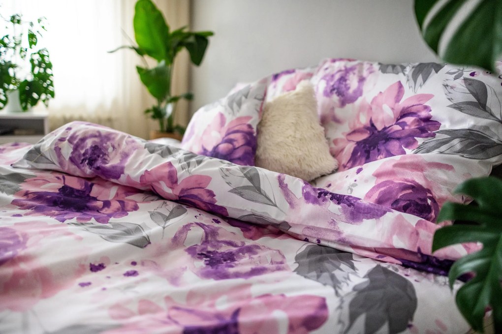 3 db pamut szatén lepedő Peony 200x140cm+90x70cm TiaHome