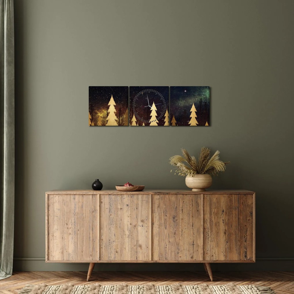 Kép - arany éjszaka (órával) (90x30 cm)