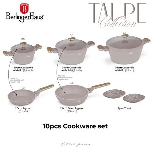 BerlingerHaus 10 részes edénykészlet Taupe Collection BH/8343