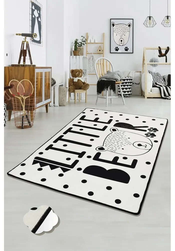Bear fekete-fehér csúszásgátlós gyerekszőnyeg, 100 x 160 cm Conceptum Hypnose