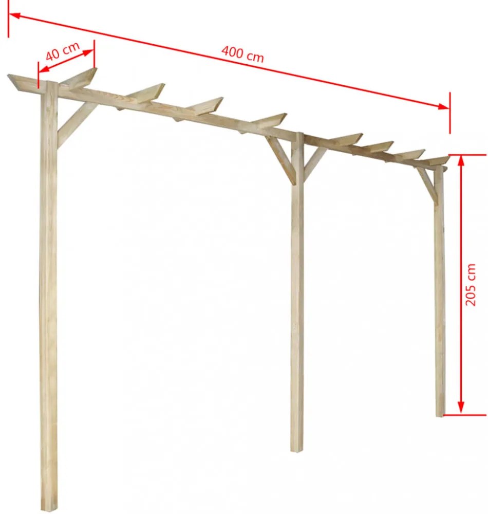 fa kerti pergola 410 x 40 x 203 cm