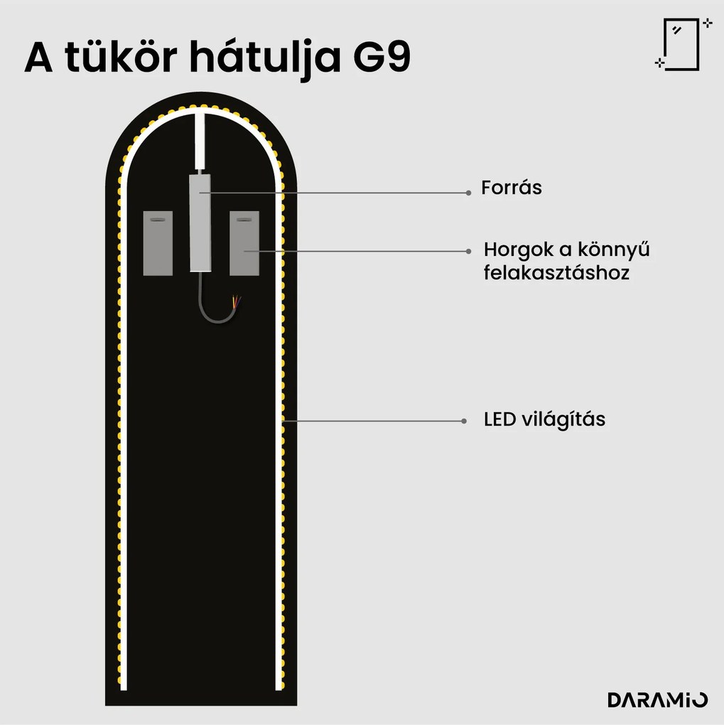 Íves tükör LED-világítással G9