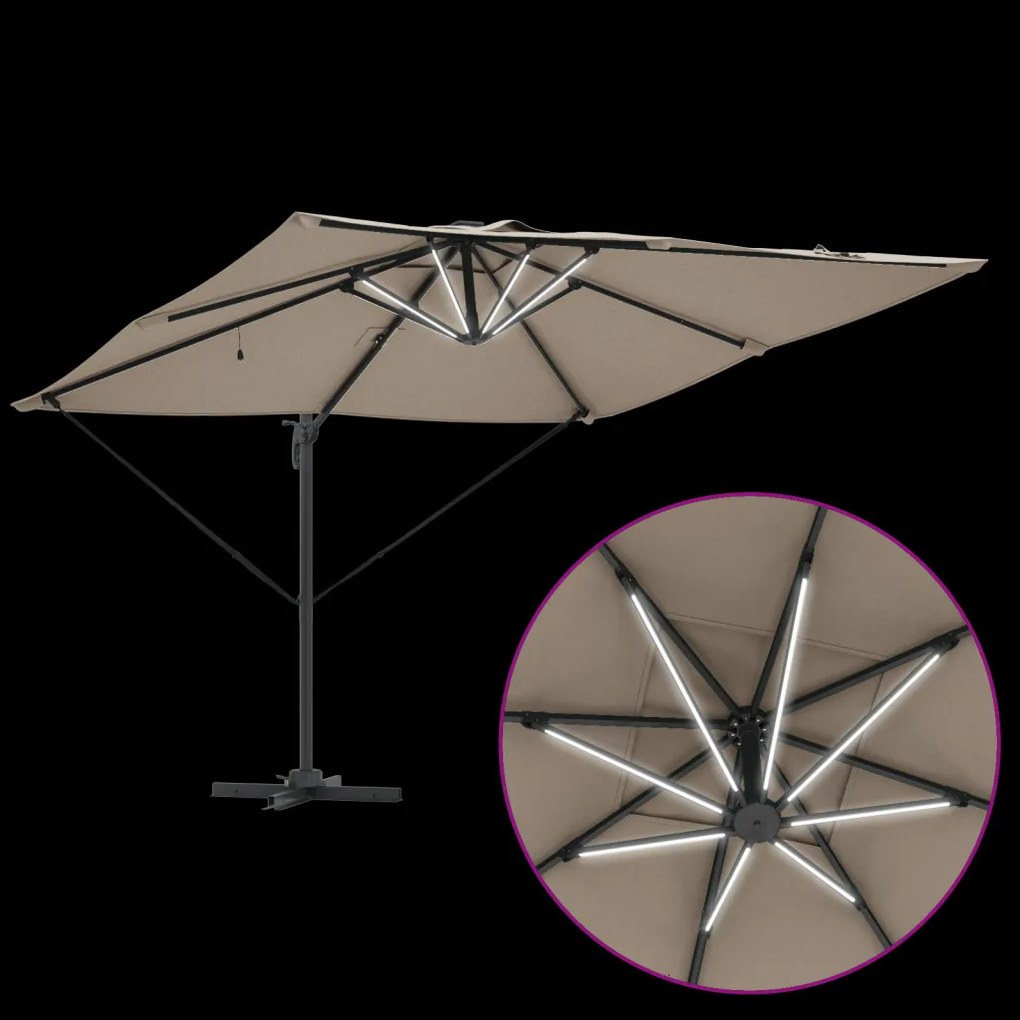 Cantilever Roma Napernyő LED-fénnyel - Taupe (286 x 285 x 270 cm) - Alumínium