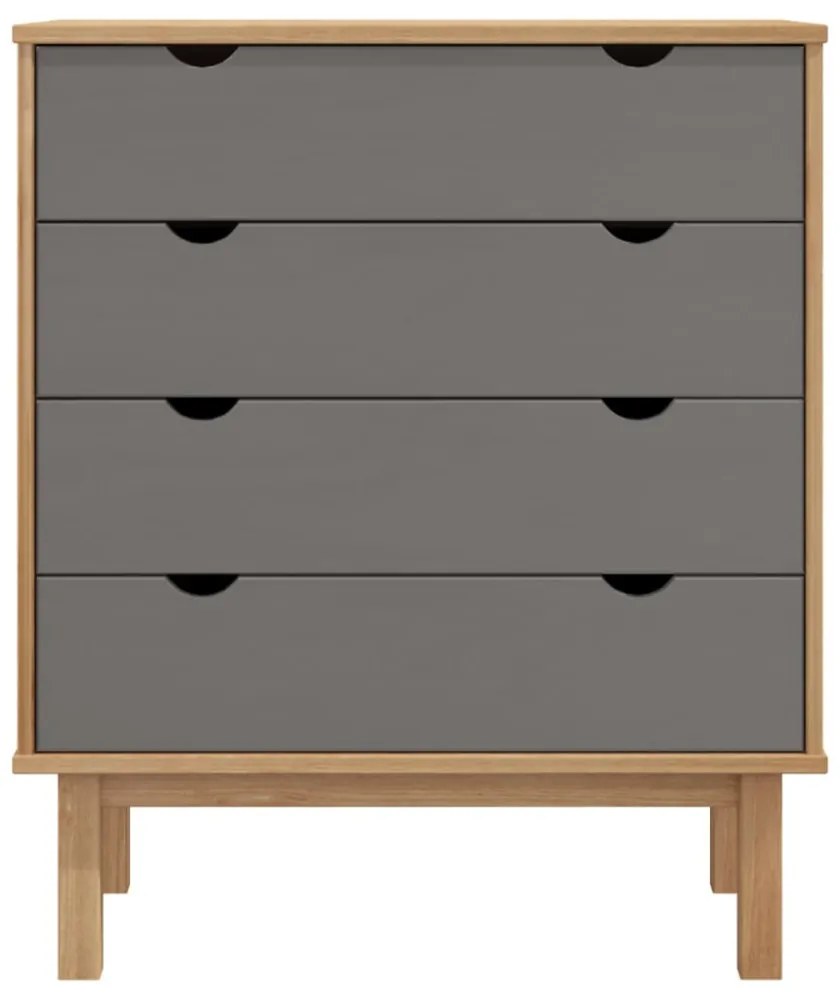 OTTA barna-szürke tömör fenyőfa éjjeliszekrény 76,5x39,5x90 cm