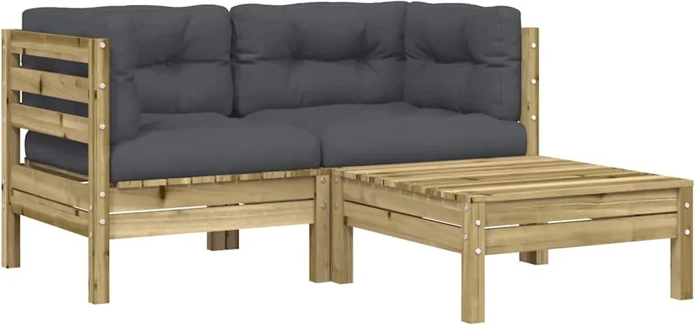 vidaXL kétszemélyes kerti kanapé párnával és lábzsámollyal