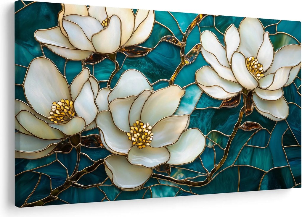 Kép - Ólomüveg magnóliával (90x60 cm)
