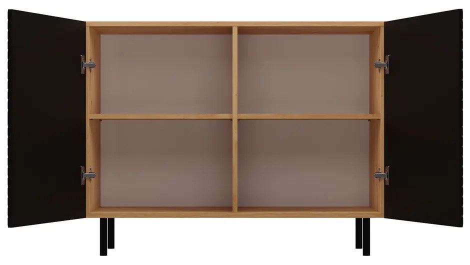 MIX Kama 2 komód (egyenes mintázat), tölgy-fekete