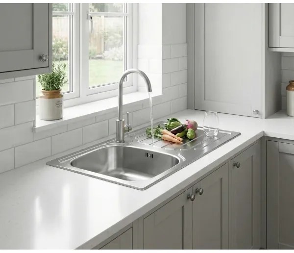 ALVEUS - BASIC konyhai mosogató 78 x 43,5 cm + VIOLA mosogató csaptelep 36,7 cm rozsdamentes acél