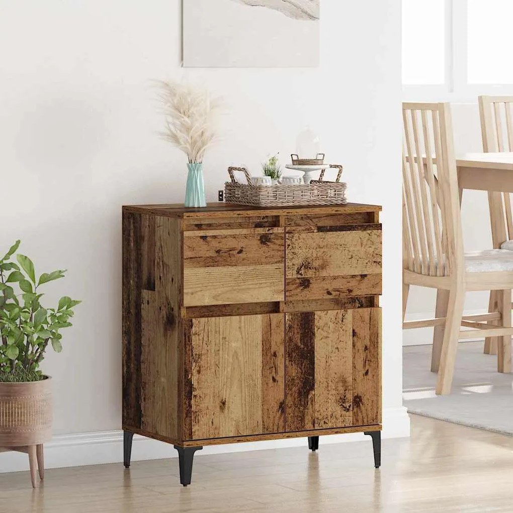 Széf fiókkal Öreg fa 60 x 35 x 70 cm Műszaki fa és vas