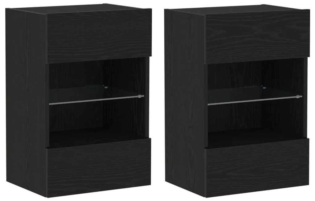 LED TV Szekrény 2 db Fekete Tölgy 40x30x60,5cm Mérnöki Fa