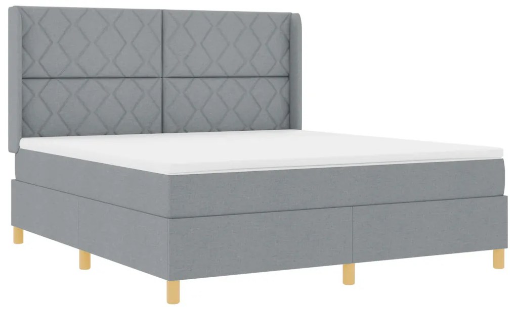 Boxspring Ágy Matrac Képességek Világosszürke 180x200 cm Szövet