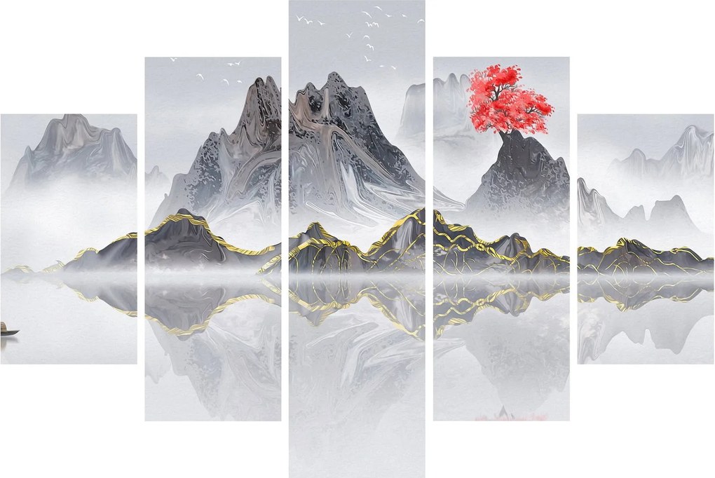 Kép - Hegyek a ködben (150x105 cm)