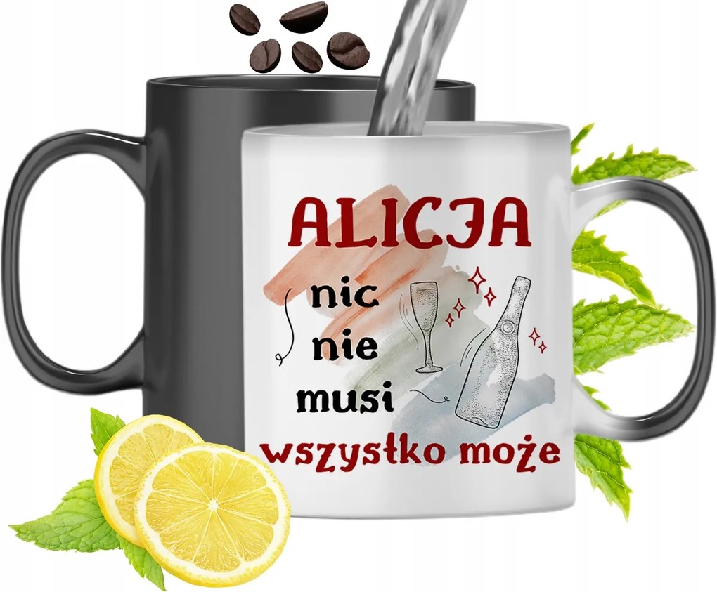 Mágikus Bögre Alice Fekete Színváltós, fényképes nyomattal