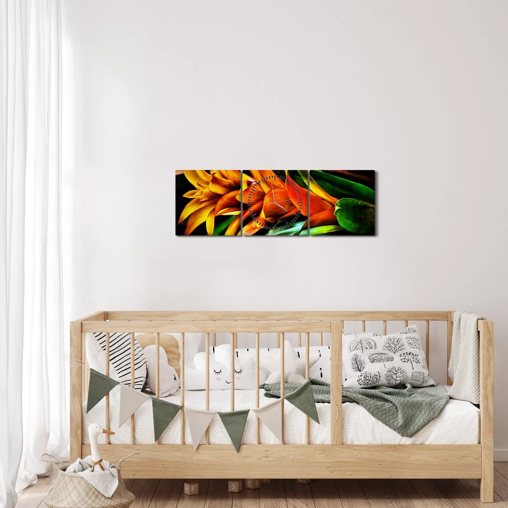 Narancssárga csokor képe (órával) (90x30 cm)