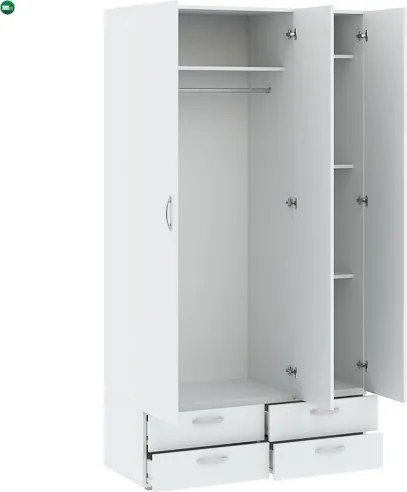 BASIC Gardróbszekrény Fehér Színben 110 cm