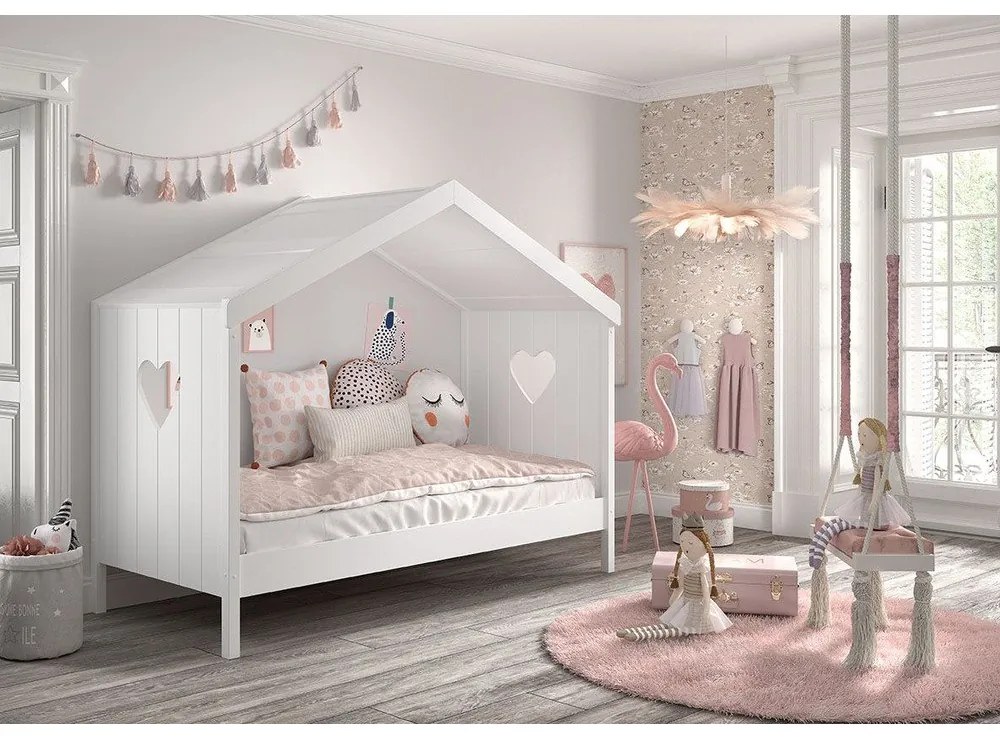 Fehér házikó alakú gyerekágy 90x200 cm Amori - Vipack