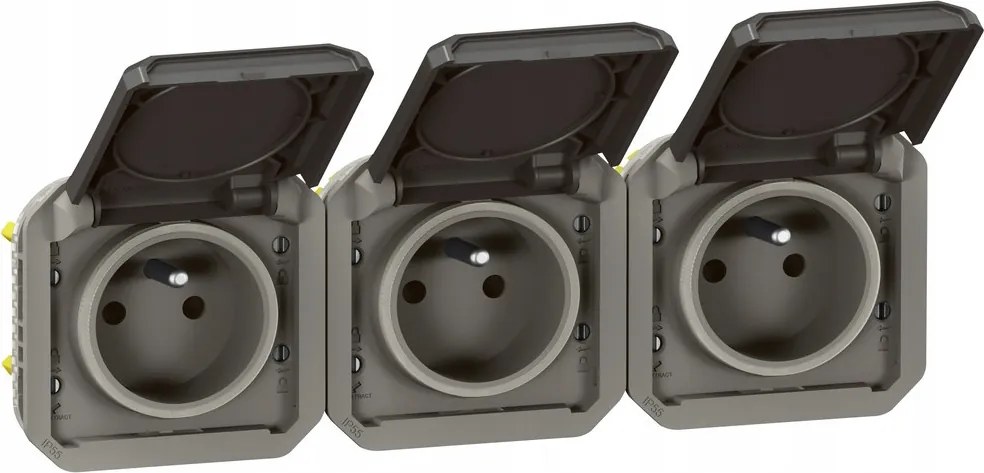 Hármas aljzat földelt 3x2P+Z, vízszintes, mechanizmus 16 A 250 V~- an